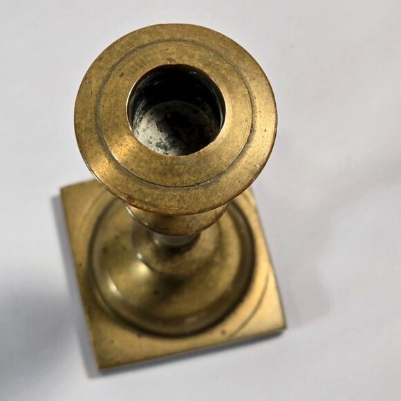 Vtg Solid Brass Candlestick Holder 7" Colonial Style MCM Pillar Taper Candles - Picture 6 of 11